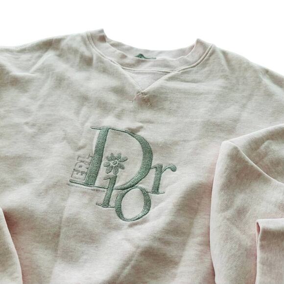 DIOR x ERL Oversized Sweatshirt Cotton Fleece Size Small Heathered Pink Silver - Picture 2 of 9